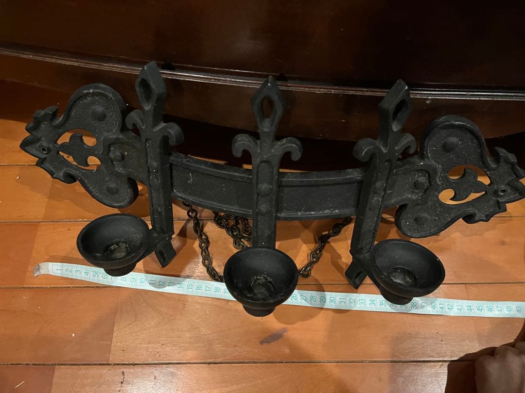 アンティーク3灯キャンドルホルダー 黒