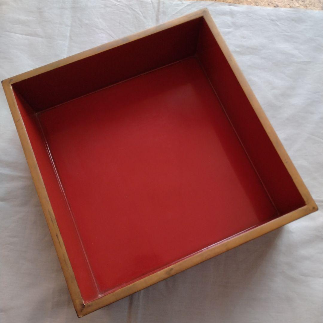 重箱5段 木製 漆器 松に鶴 翁と嫗 変え蓋付 木箱付 金彩 蒔絵 【送料込】