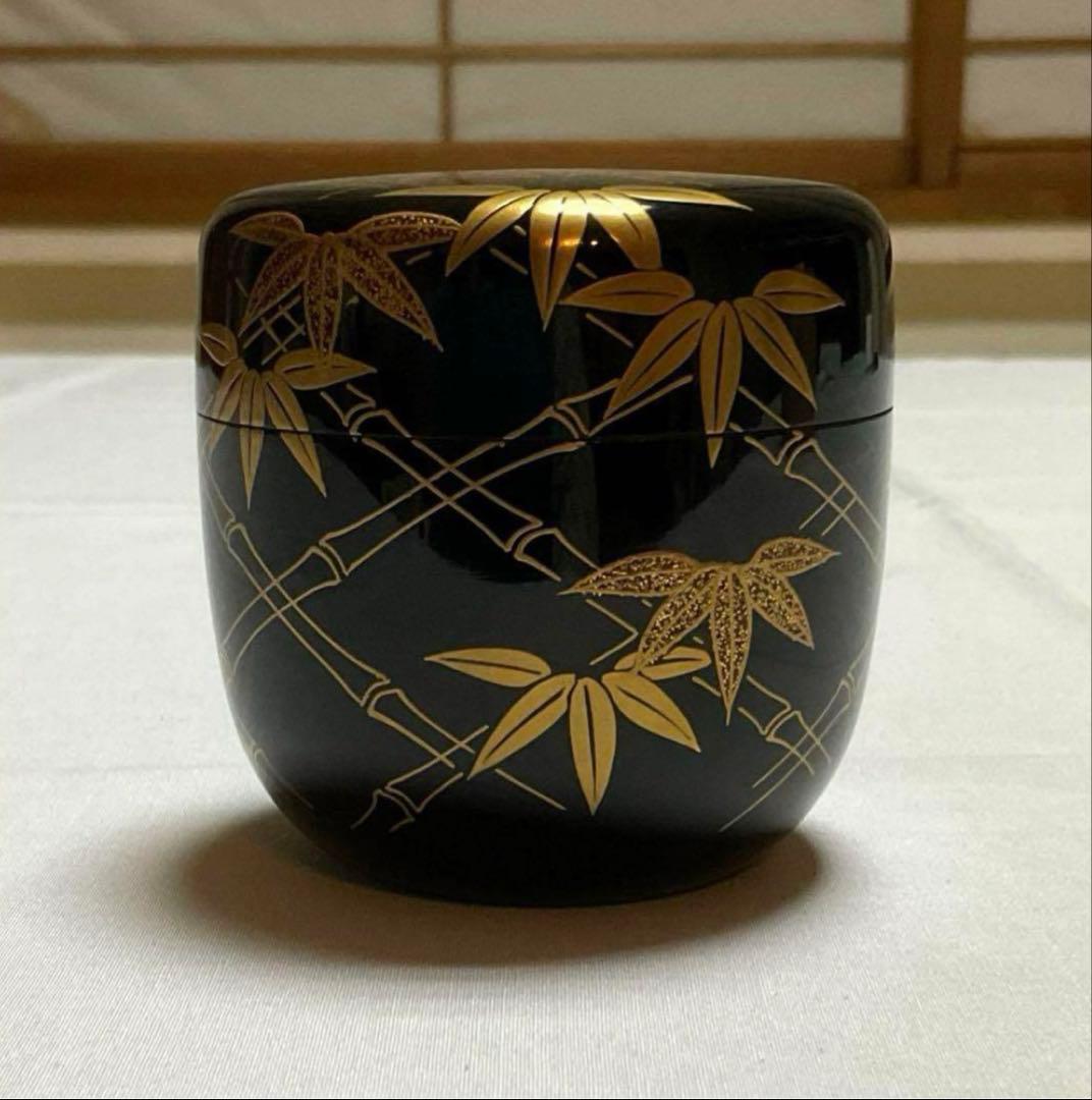 大棗 西條一斎 金蒔絵 竹 薄茶器 茶道具 お茶【未使用】