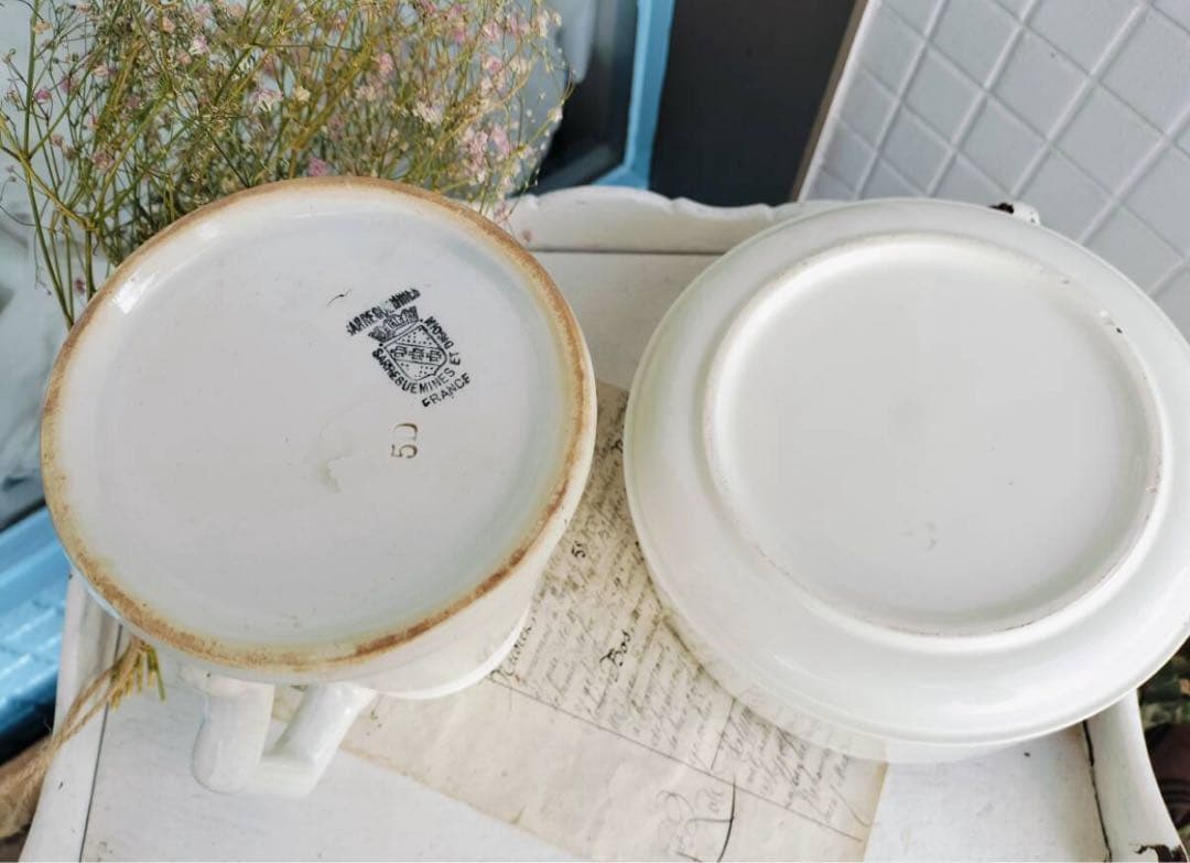 フランス　アンティーク　サルグミンヌ　ピッチャー　ボウル　ピシェ　蚤の市