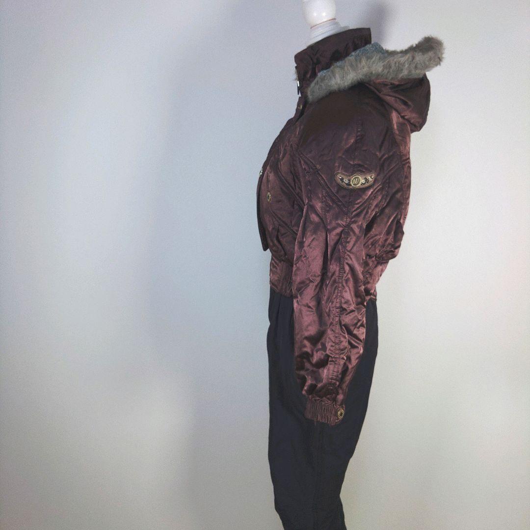 昭和レトロ　レディース　Mサイズ　スキーウェア　ブラウン　ブラック　つなぎ