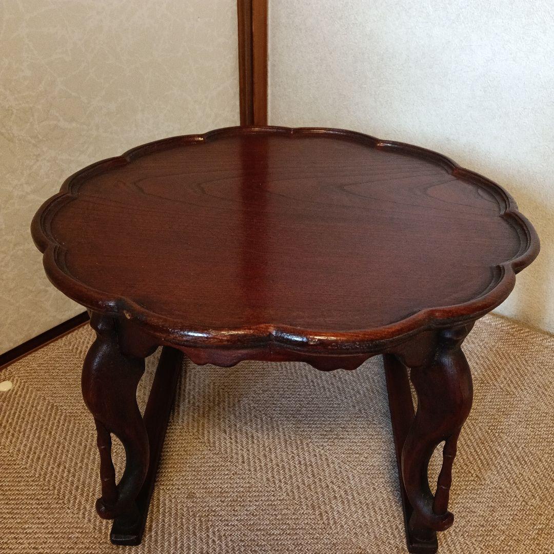 K*i様 骨董 李朝 ソバン 李朝 お膳　花形 虎脚 机　花台 木製 飾り台