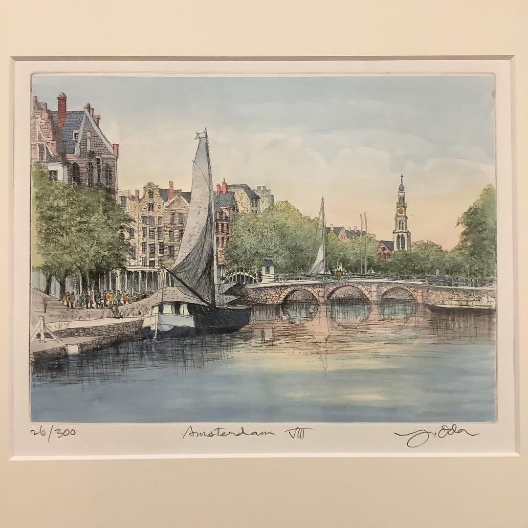絵画・額縁・織田義郎・アムステルダム・オランダ・銅版画+手彩色・美術品