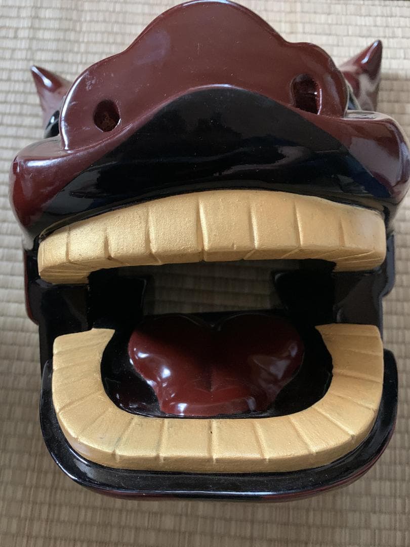 獅子頭　一対　夫婦　雄雌　木製　獅子舞