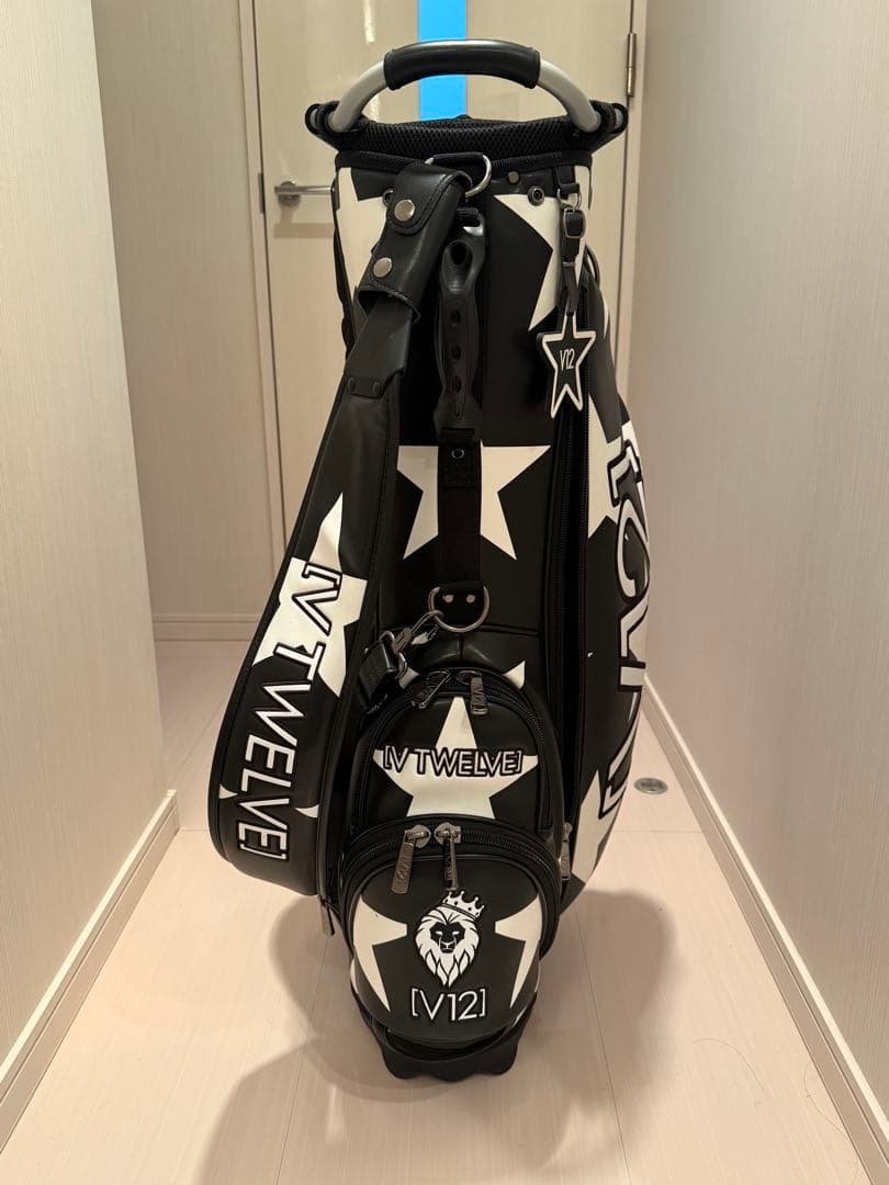 V12 キャディバッグ スター柄 ブラック/ホワイト