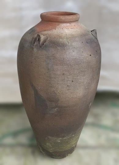 琉球焼の三耳締壷 大花瓶 高さ68cm 古民具 甕 壷屋焼 水瓶