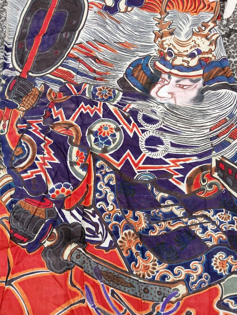 ミ*ミ様 武者絵　武将　侍のぼり旗　戦国時代　着物　綿　江戸　明治　手書き　古布