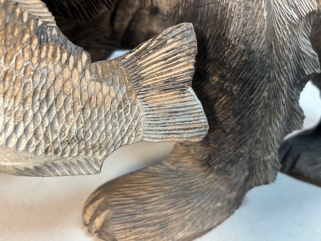 刻印「八江」木彫り熊　置物　北海道　クマ　民芸　古道具　アンティーク