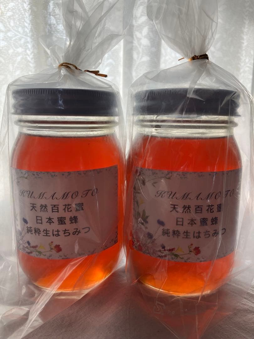 ハチミツ　日本蜜蜂の蜂蜜　純粋生の百花　非加熱無添加　560g入り2本