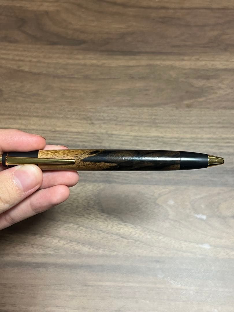 新品未使用 野原工芸 黒柿 ボールペン ゴールド