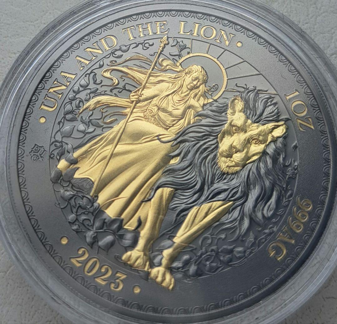 たま 限定500枚ゴールドブラックエンパイア「ウナとライオン」プルーフ銀貨