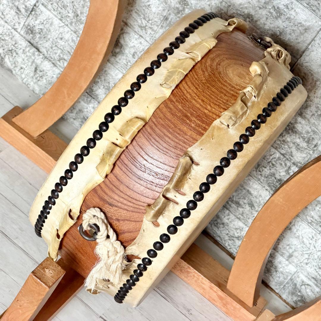 短胴和太鼓 打面一尺三寸・全長七寸・短胴羅武・台座付