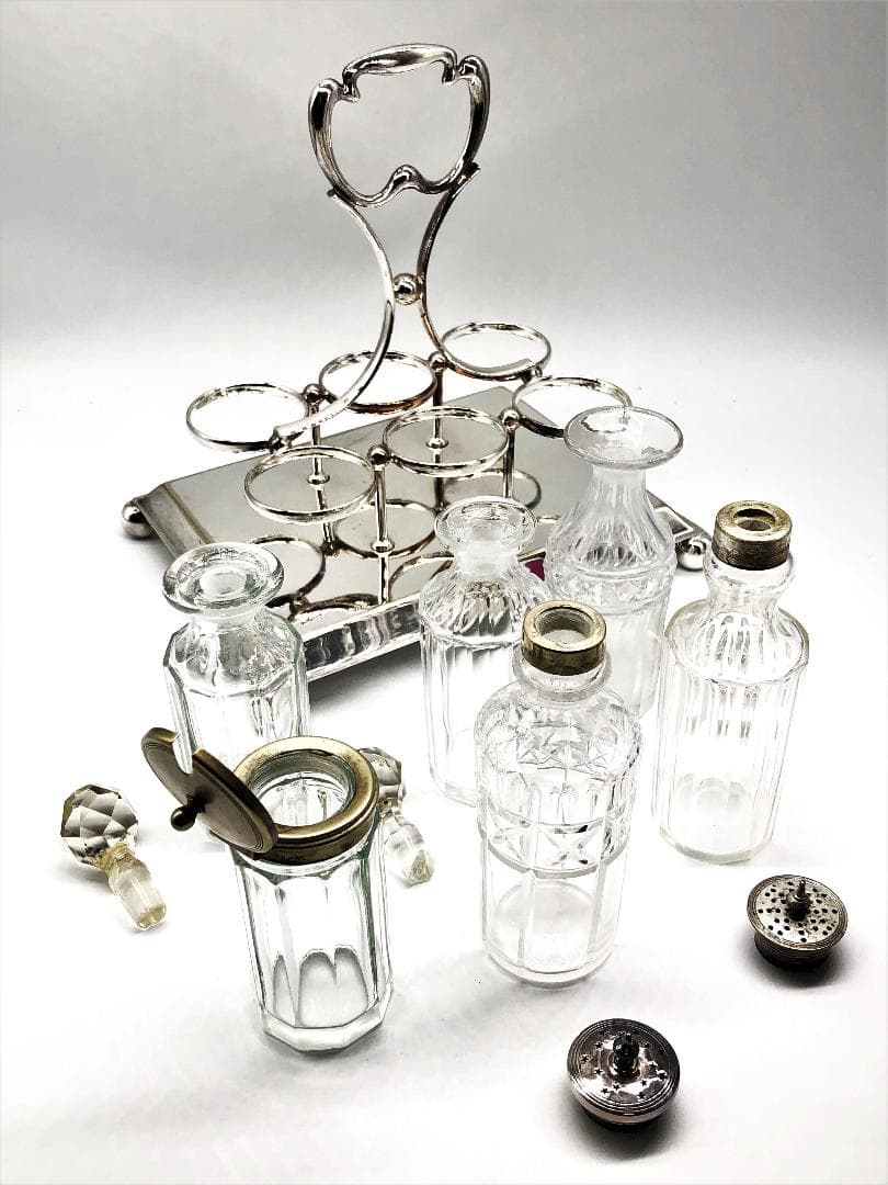 【 1900年ドイツ製　卓上セット 】　ガラス瓶/調味料ボトル