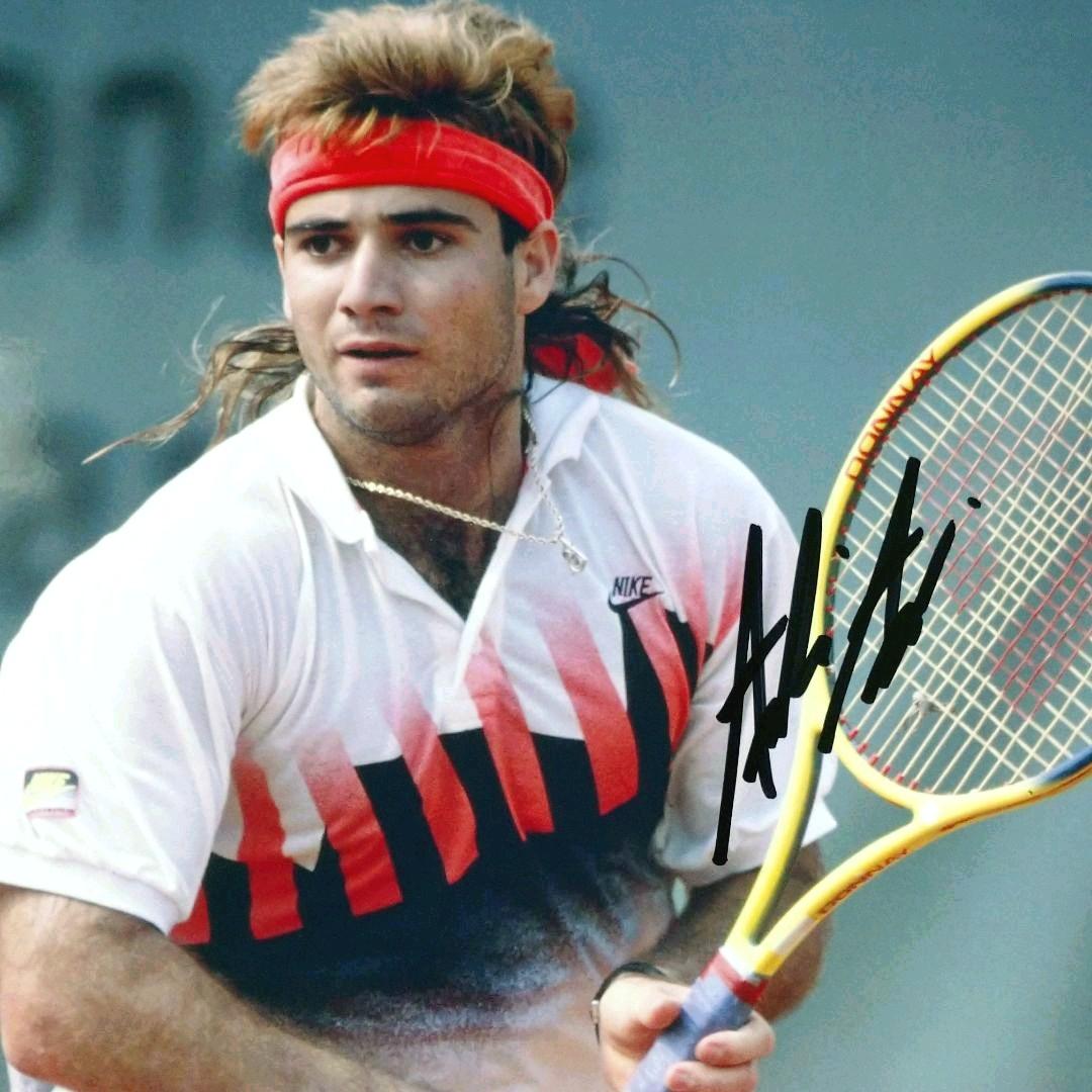 セール…アンドレ・アガシ直筆サイン入り超大型写真…アメリカ・プロテニスプレーヤー