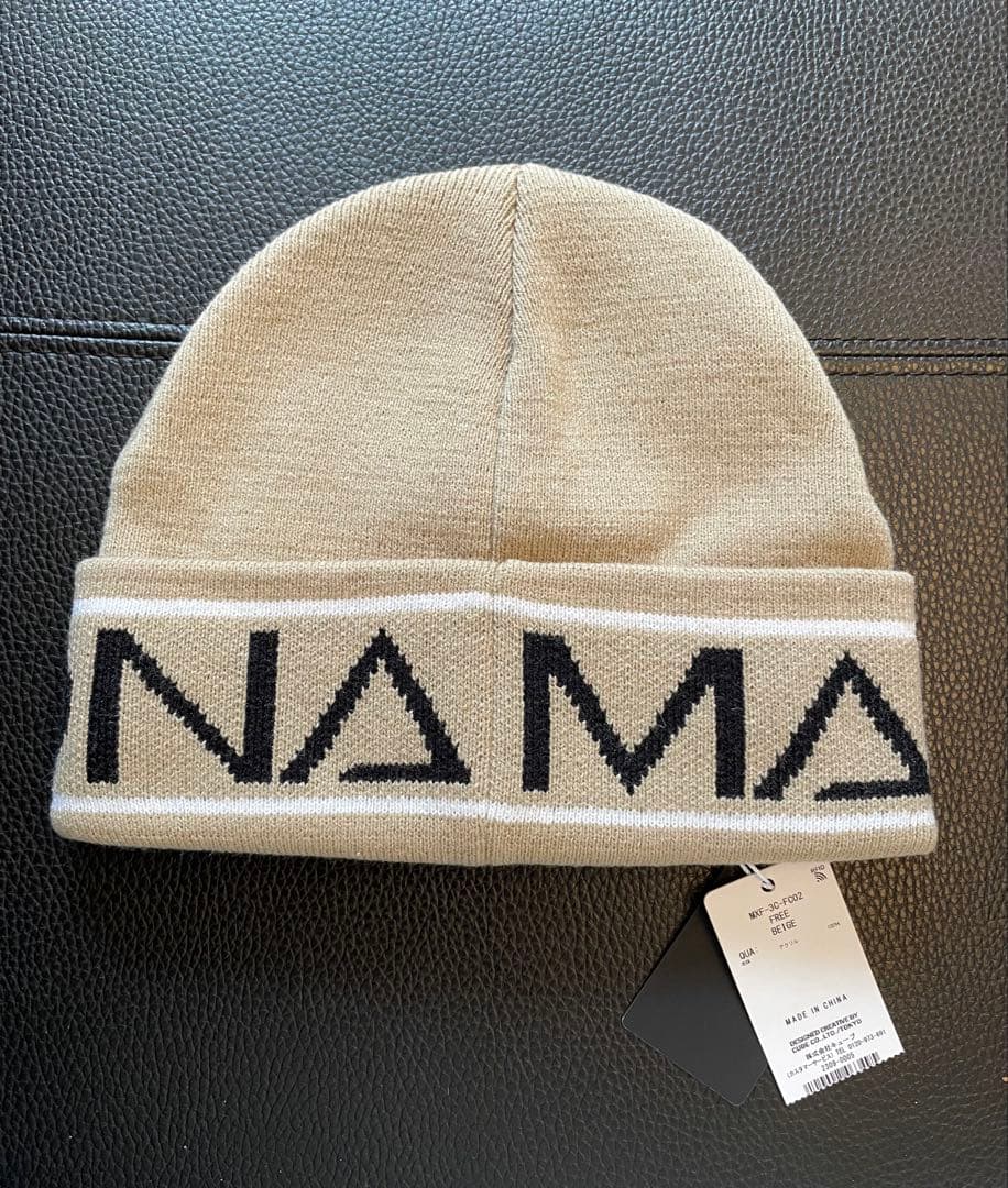 MARK&LONA マークアンドロナ　ベージュ ニットビーニー ロゴ入り