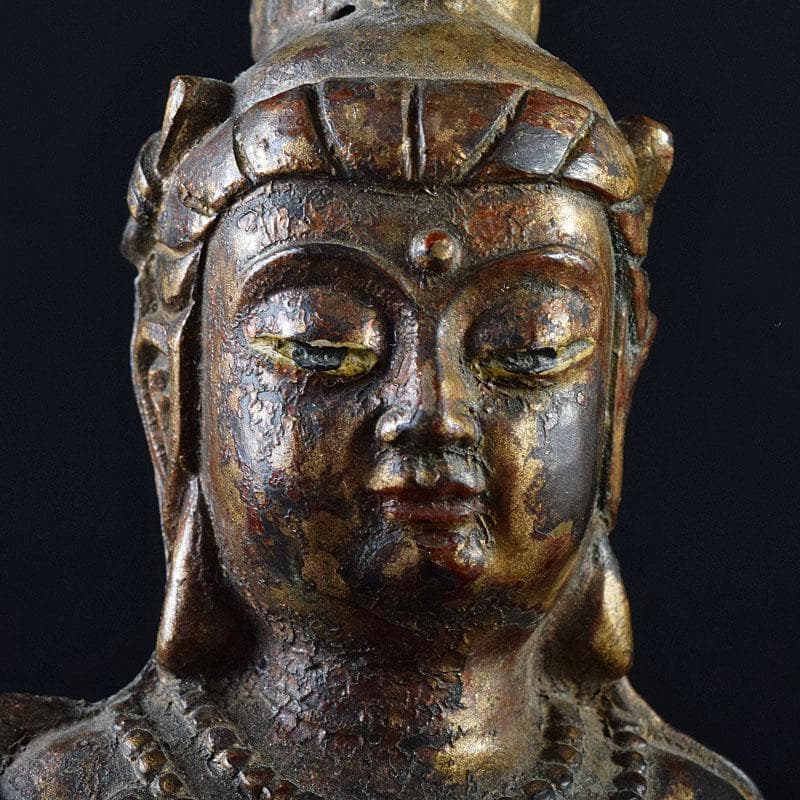 マツ　仏教美術　古銅鍍金　チベット仏　仏像　置物　D　R8634