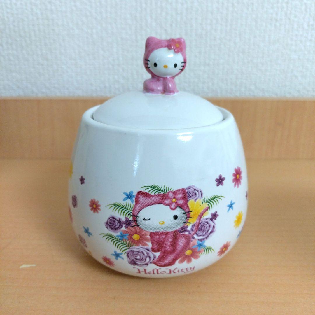 ハローキティ 陶製キャンディポット ガラスキャニスター ガラスポット 3個セット