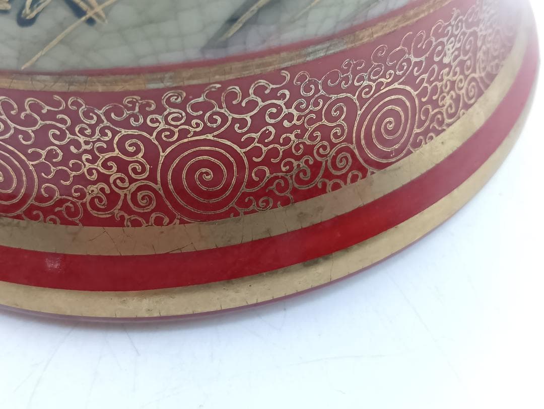 薩摩焼 蓋つき壺 高さ46㎝ 色絵金彩花鳥文様 花瓶 花器