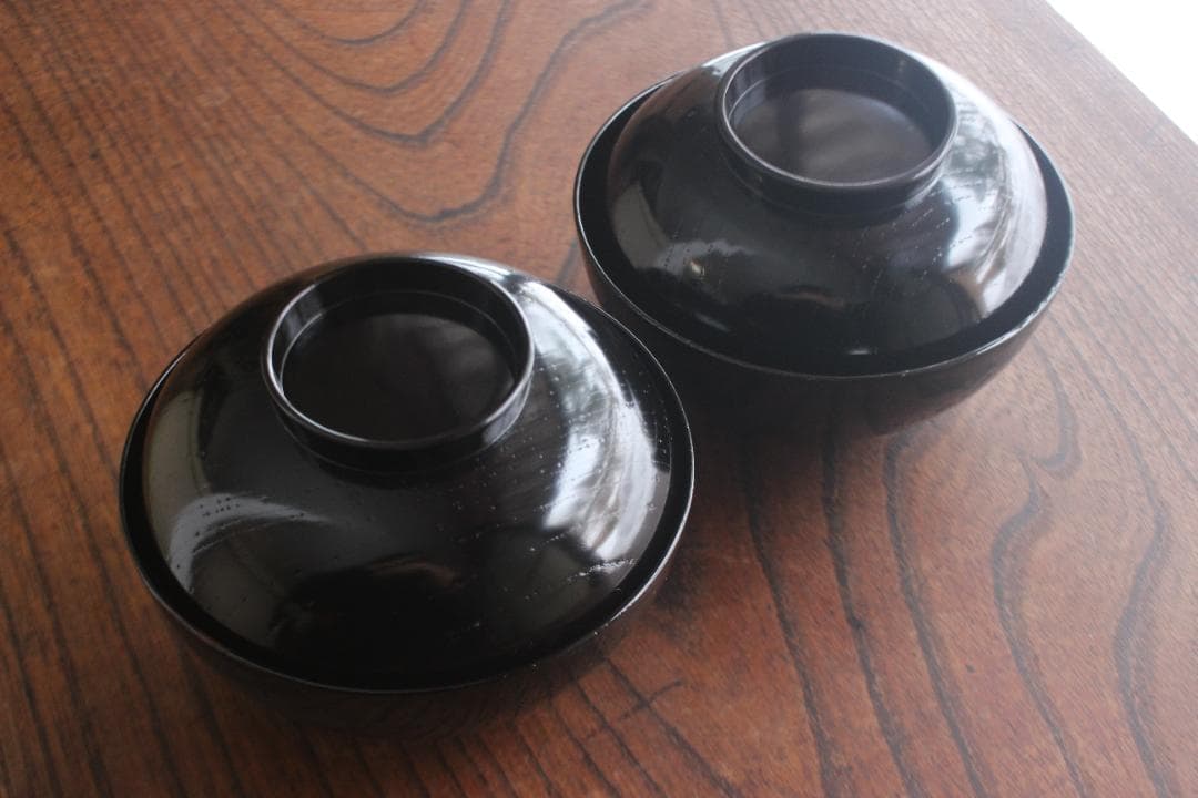 時代逸品！端正な黒漆に優美な光琳鶴蒔絵の映えるお椀2点（検輪島塗蒔絵椀