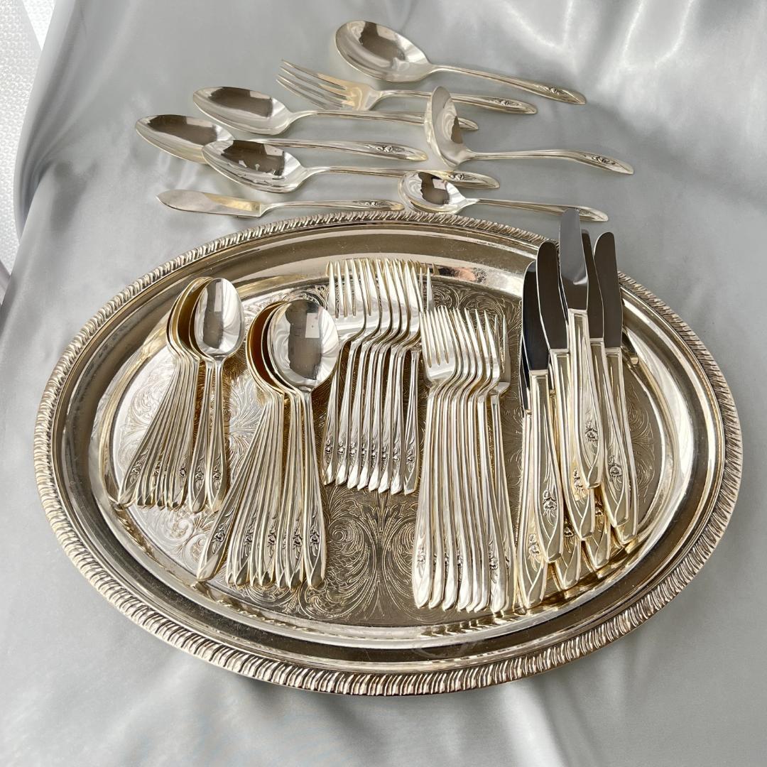 SILVER TULIP ディナーセット 8名用サーバー付き48本組