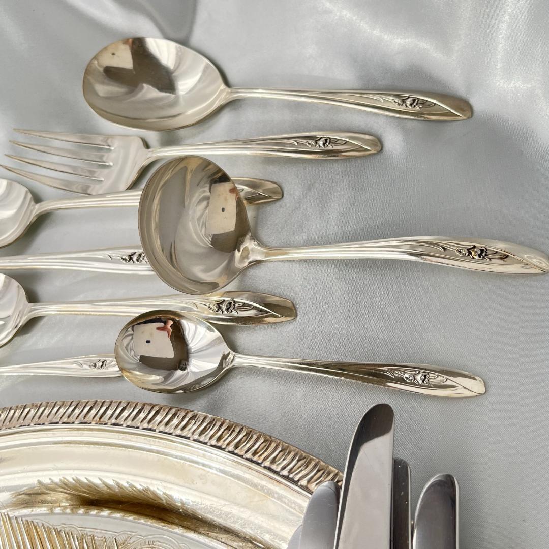 SILVER TULIP ディナーセット 8名用サーバー付き48本組