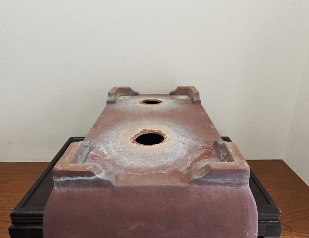 赤色長方形陶器鉢　希少サイズ　超大型 約61cmx39cm×20.5cm