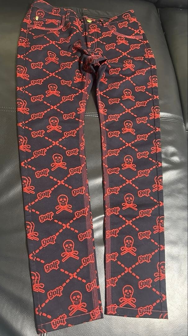 MARK&LONAマークアンドロナ ストレッチ パンツ スカル ブラック ゴルフ