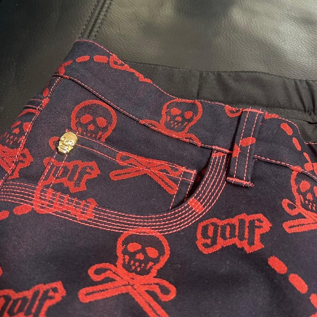 MARK&LONAマークアンドロナ ストレッチ パンツ スカル ブラック ゴルフ