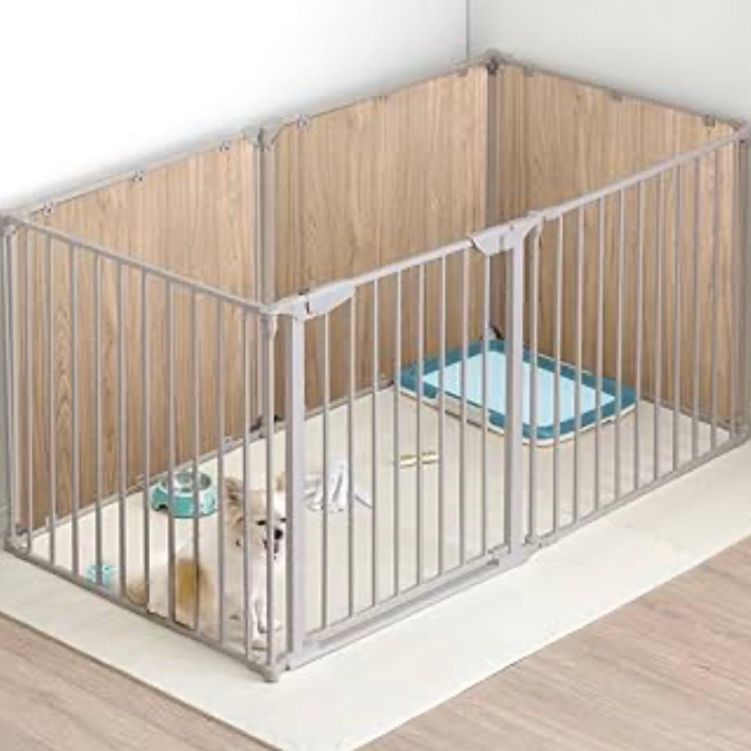 タンスのゲン ペットサークル 6枚セット【実用新案登録】木目パネル 高さ74cm