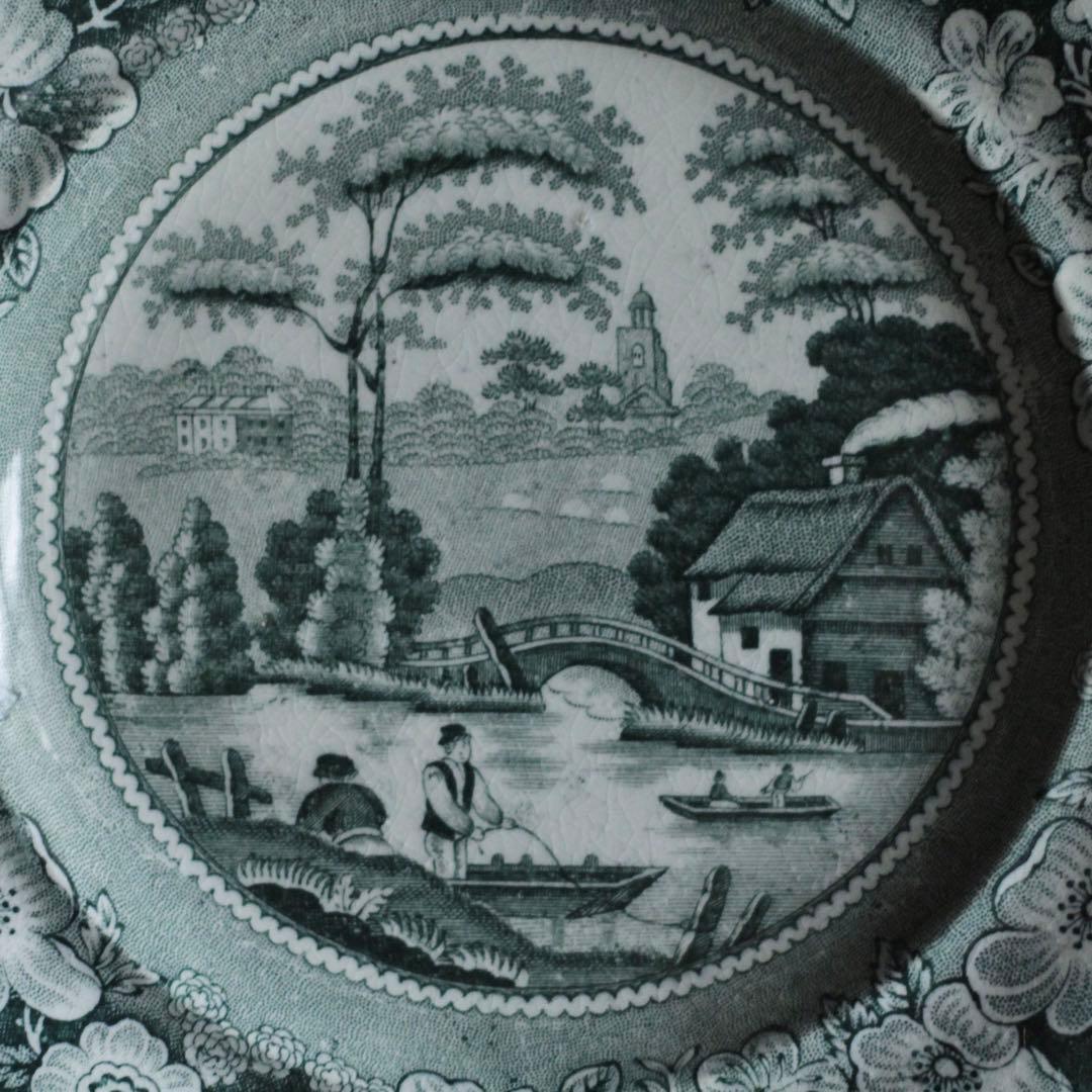 銅板転写 皿 DAWSON 古道具 アンティーク ブロカント