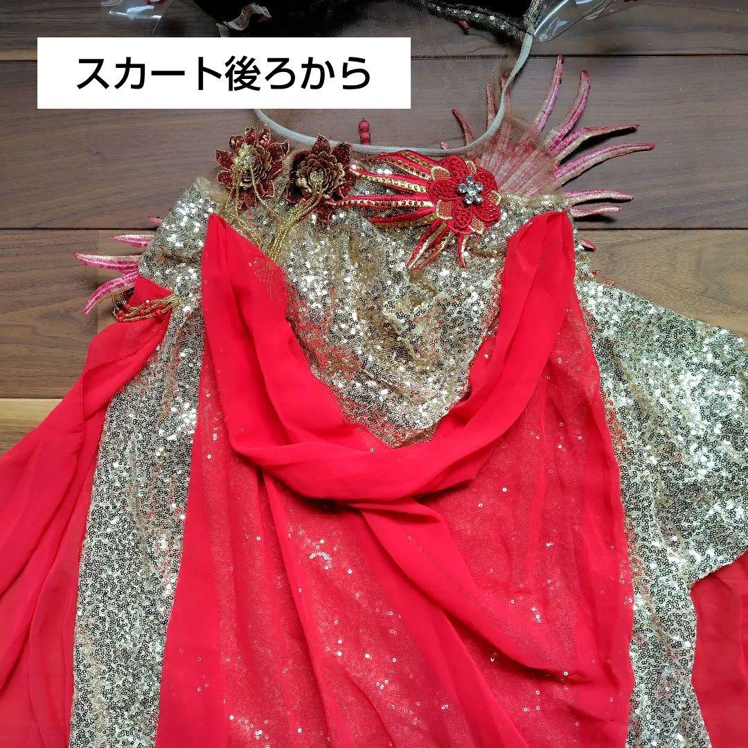 ベリーダンス衣装 赤/ゴールド【S〜Мサイズ】