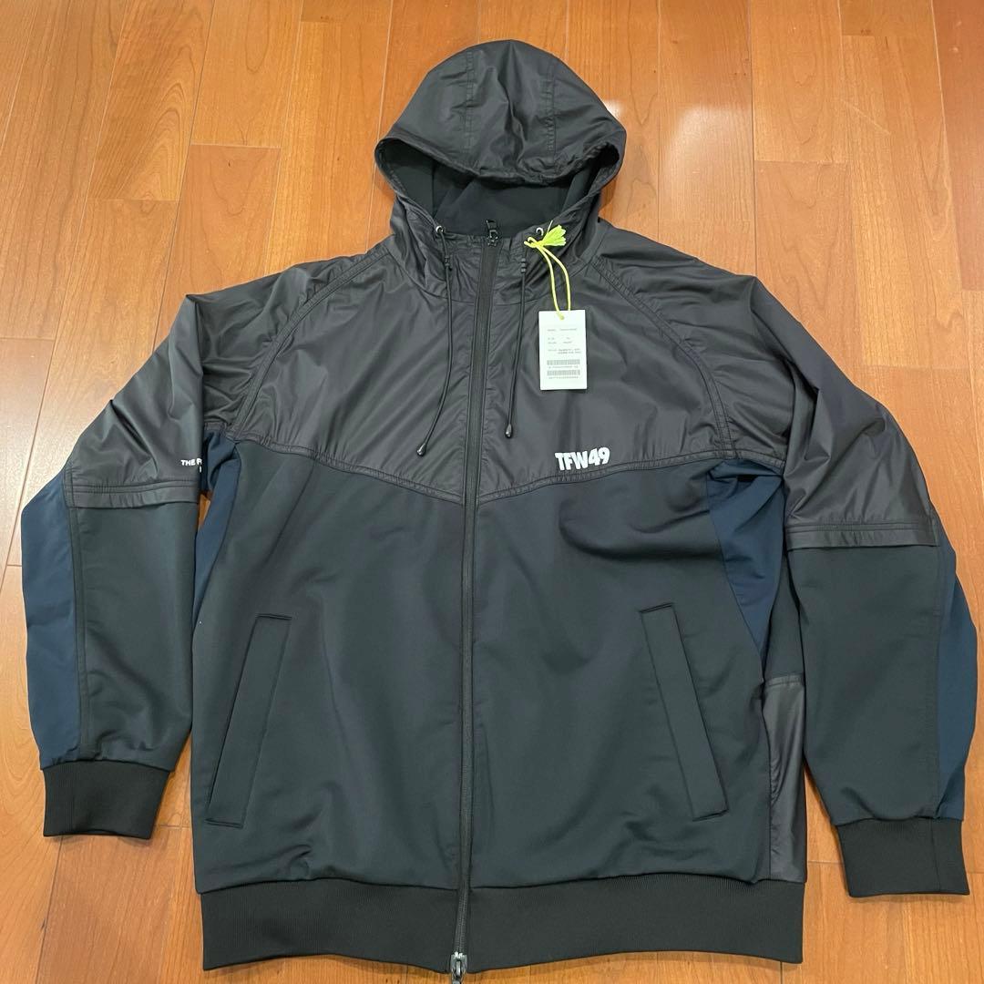 美品 TFW49 フードジャケット アウター XL 黒 ハイブリッド パーカー