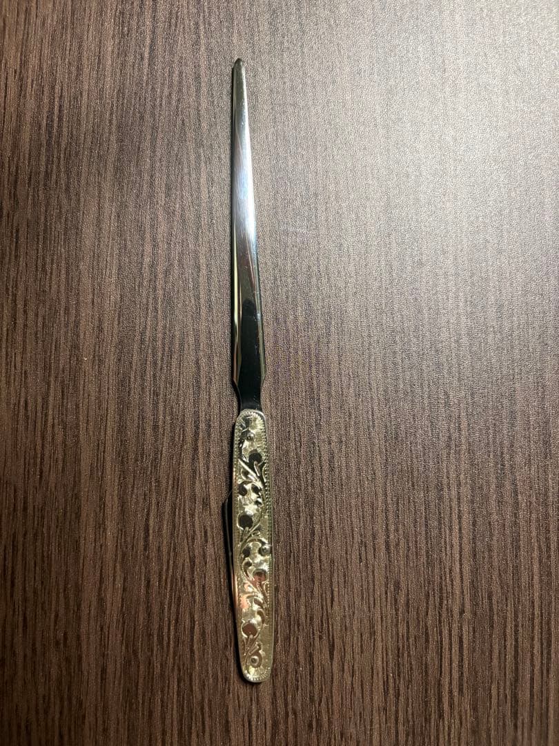 藤本保広工房 #21 純銀製ペーパーナイフ Fウィング刻印 桐箱付