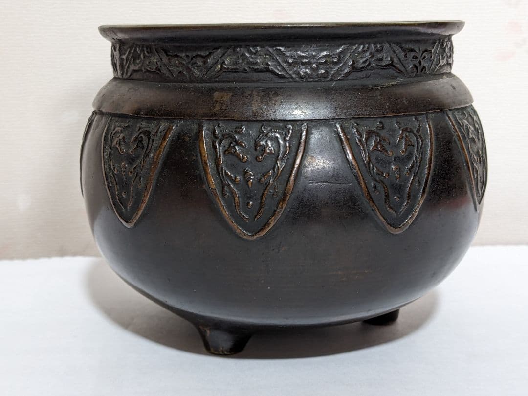 ♦江戸時代 三ツ足 香炉 火入 銅器 銅製 真鍮 コレクション骨董品アンティーク