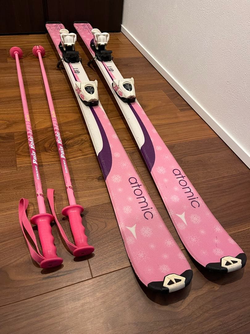 ATOMIC アトミック ジュニア スキー板 130cm ストックセット ピンク