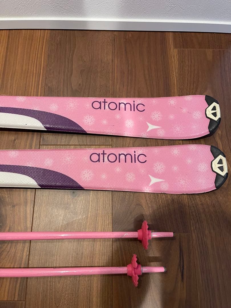 ATOMIC アトミック ジュニア スキー板 130cm ストックセット ピンク