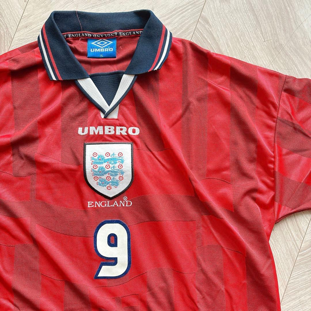 UMBRO イングランド代表アウェイユニフォーム 赤 ストライプ 襟付き 90'