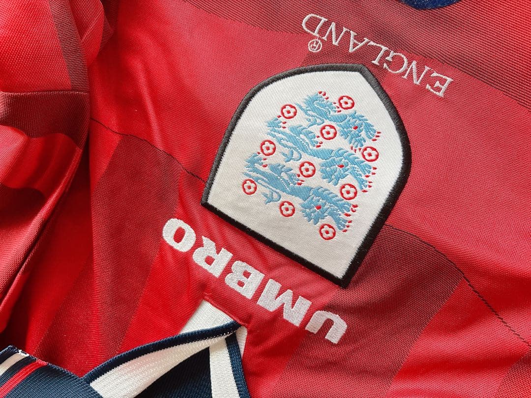 UMBRO イングランド代表アウェイユニフォーム 赤 ストライプ 襟付き 90'