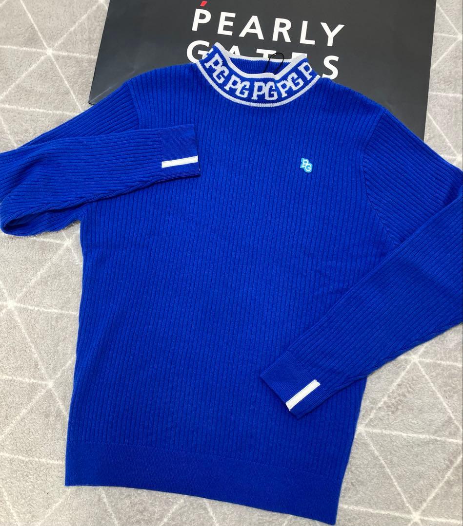 新品 パーリーゲイツ ウールカシミヤ ハイネックニット(5)サイズL/青