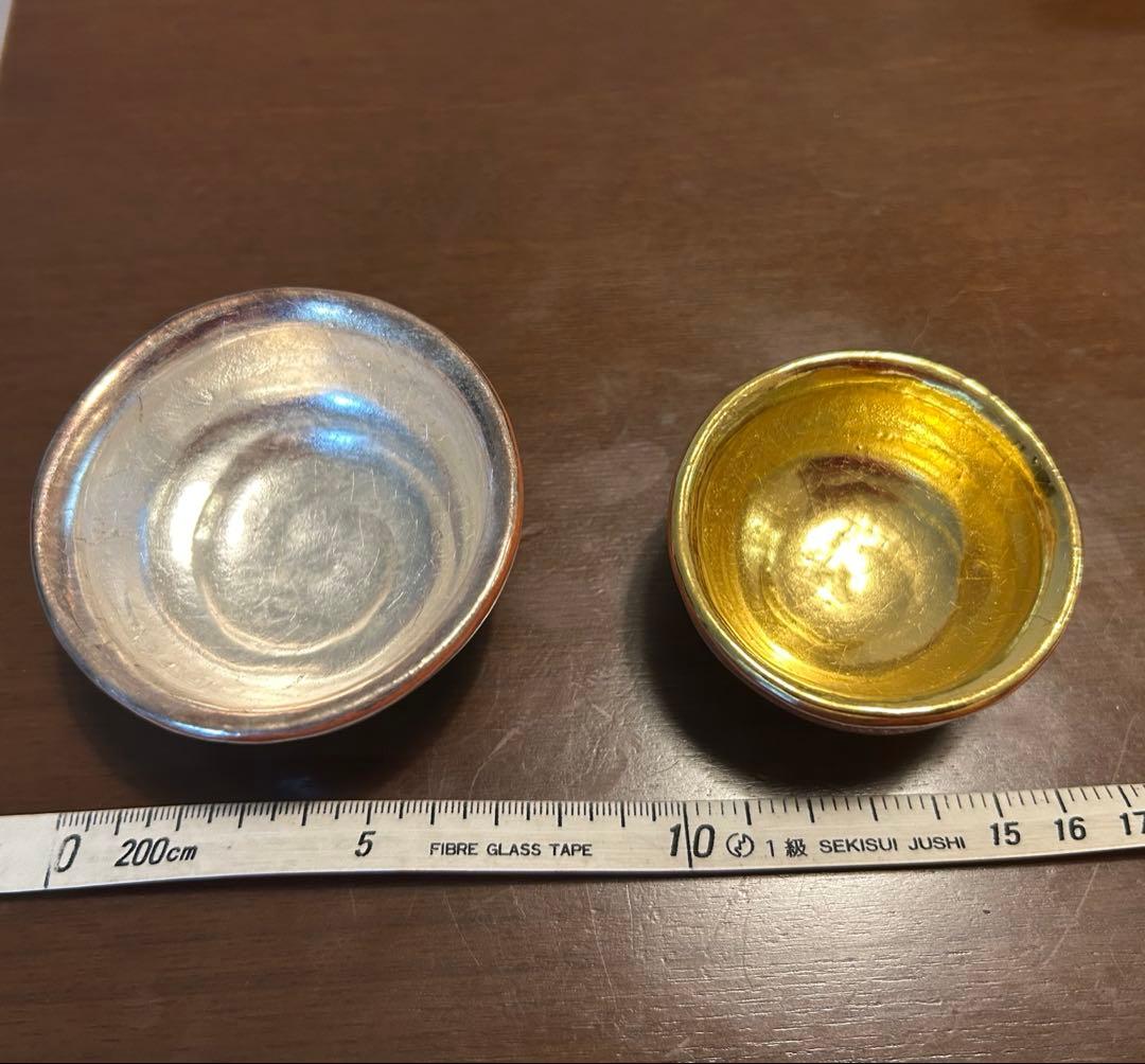 楽焼　茶道具　楽茶盌　金・銀　猪口　おちょこ