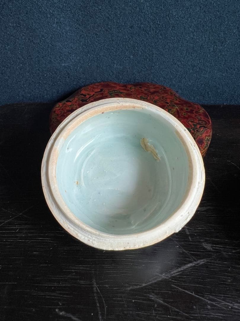 印盒　印泥の入れ物　陶磁器　篆刻用品　書道　香盒　印ごう　印泥