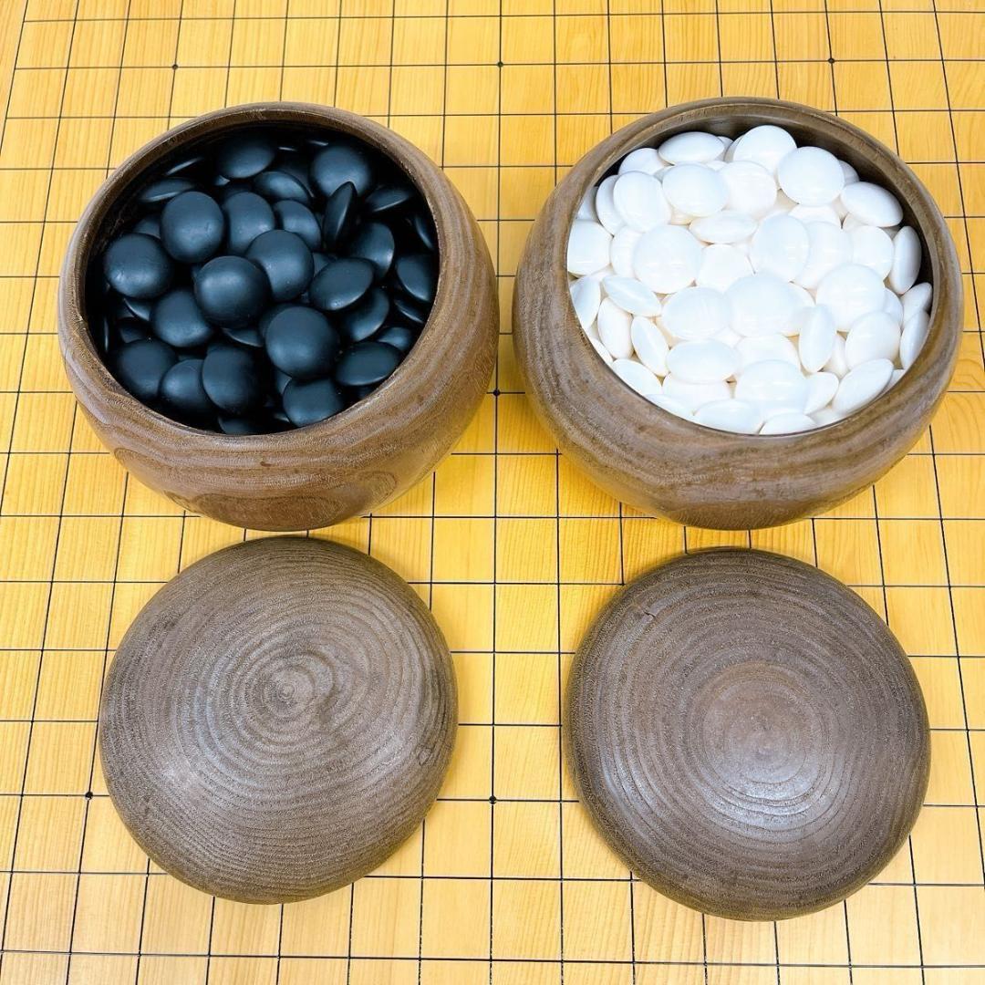 碁石 碁笥 碁盤 セット 本榧 柾目 五寸五分 那智黒石 蛤白石 35号 栗碁笥