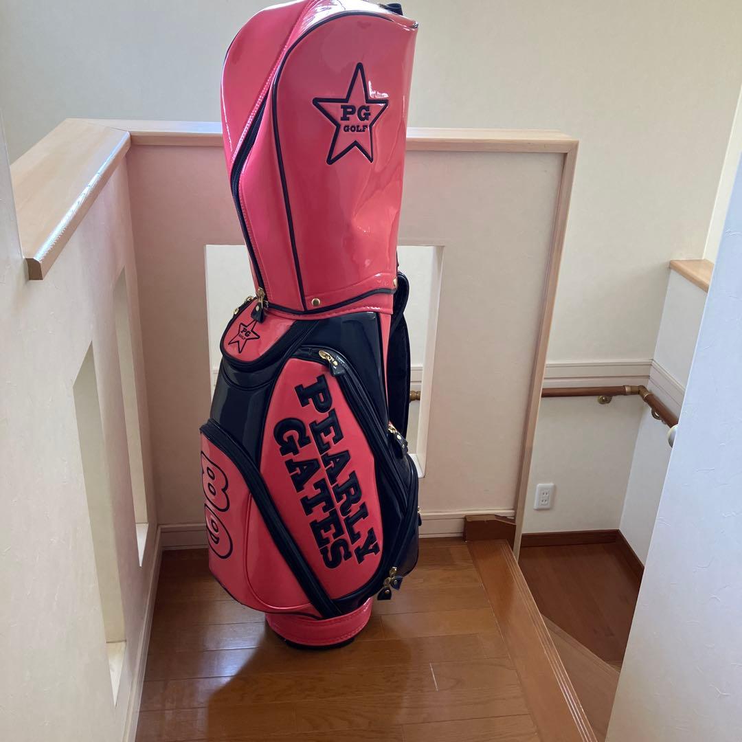 PEARLY GATES キャディバッグ ピンク/ネイビー　ニコちゃんマーク