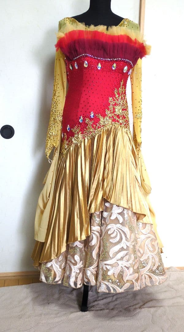 社交ダンス　華やかスタンダードドレスL