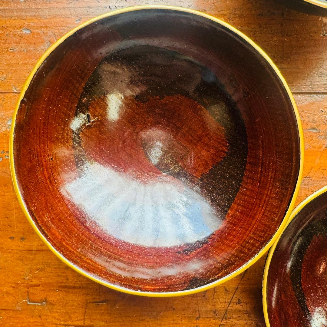 黒漆金彩花文溜塗吸物椀　お吸い物　　黒漆椀　木製椀3客セット　祝膳に　溜め塗り