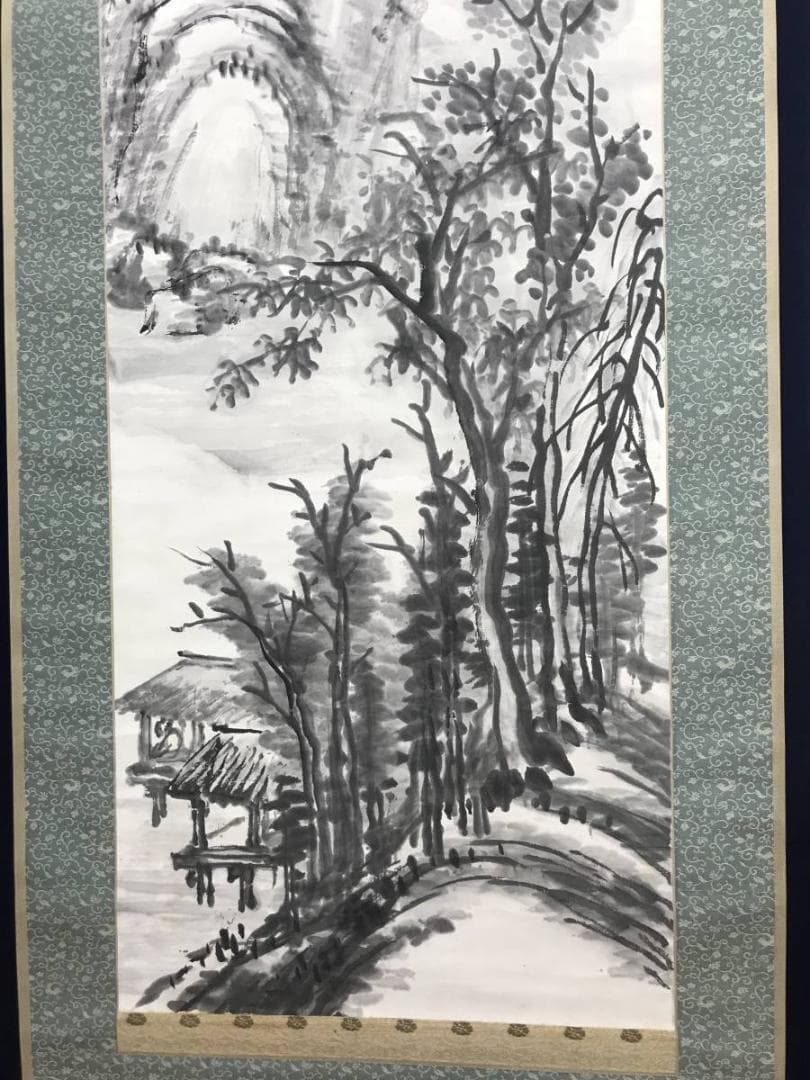 【真作】津田白印/倚山峻絶/山水図/幽居図/掛軸/名家伝来/AC-115