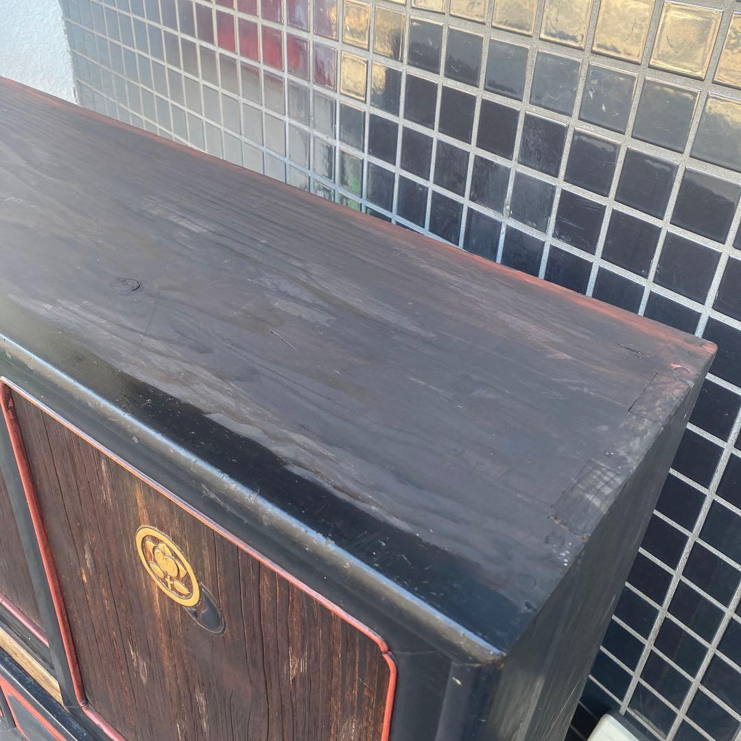 時代物 蒔絵 漆塗り飾り棚 骨董品 大正 大工 アンティーク家具 店舗什器