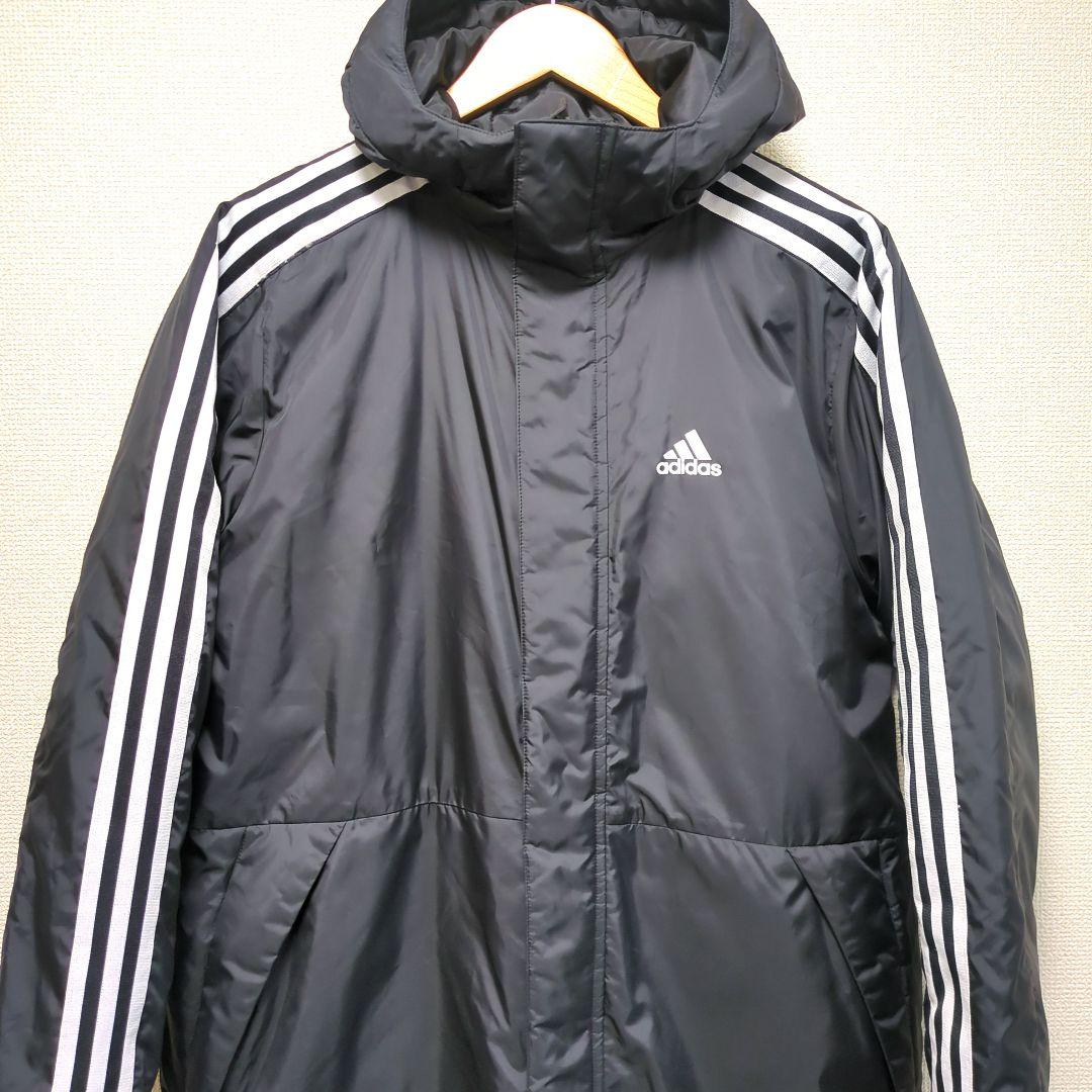 adidas アディダス ベンチコート ロングコート 黒 L