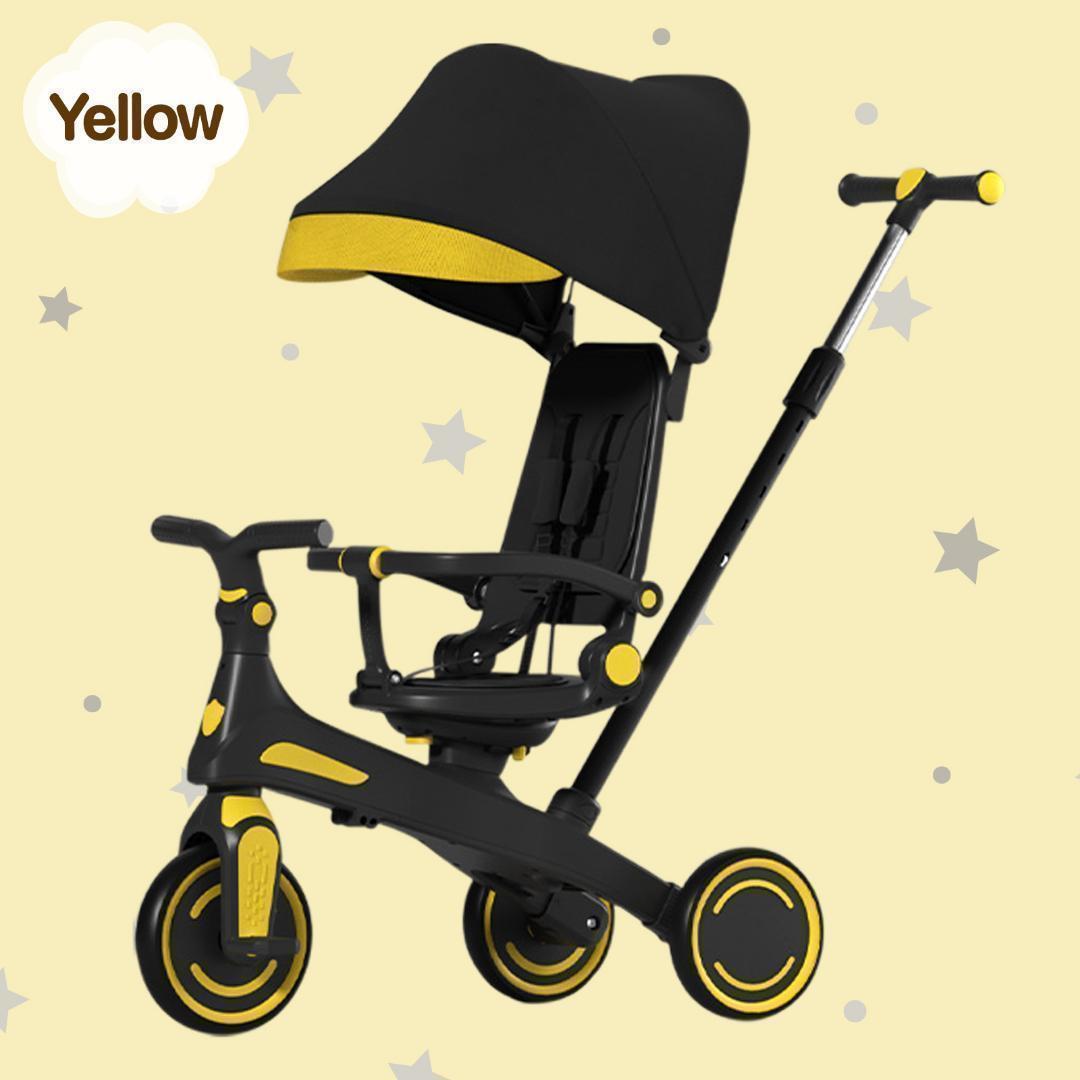 新品＊三輪車 手押し棒付き折りたたみ 7in1子供用 キッズバイク　イエロー