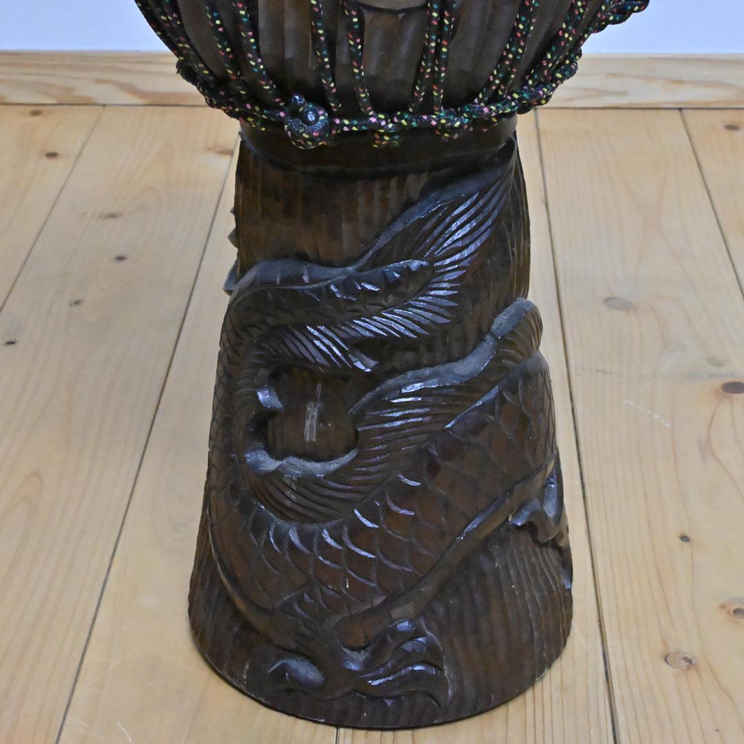 【新品同様】50cm大型サイズ「ジャンベ」龍の彫刻 バリ製・アフリカ太鼓(美品)